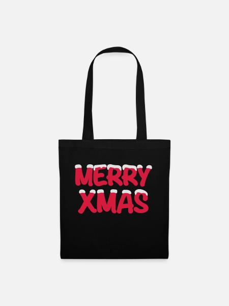 Merry Xmas - Stoffbeutel - Schwarz