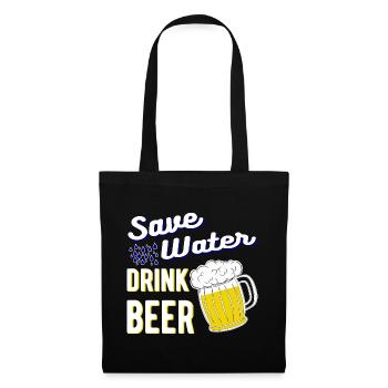 Économiser de l'eau boire de la bière - Sac en tissu - noir - Devant