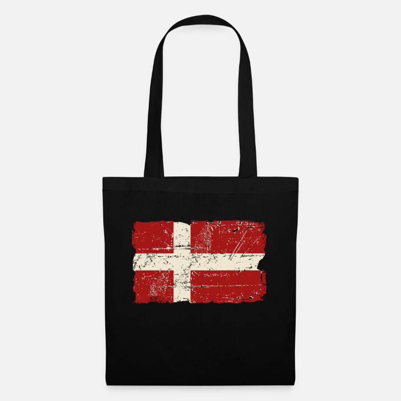 Denmark Flag - Vintage Look - Stoffbeutel - Schwarz