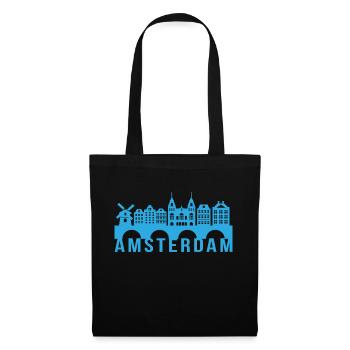 Cadeau de repère Skyline Amsterdam Hollande - Sac en tissu - noir - Devant