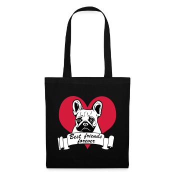 Bouledogue français, bouledogue français ... / + - Sac en tissu - noir - Devant