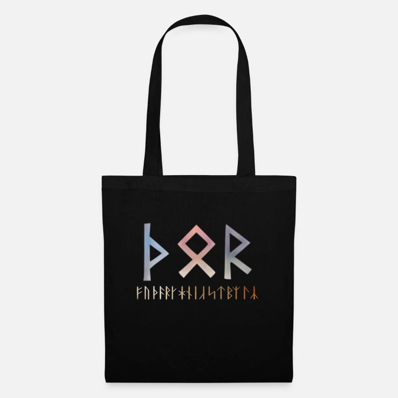 Thor Runen Futhark Design - Stoffbeutel - Schwarz
