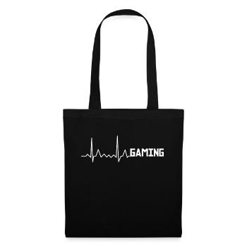 Jeu de jeu battement de coeur EKG I Love Gaming - Sac en tissu - noir - Devant