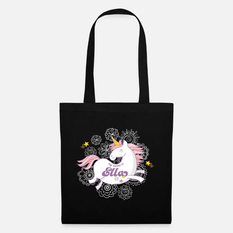 Vorname Ella Einhorn Geschenk - Stoffbeutel - Schwarz