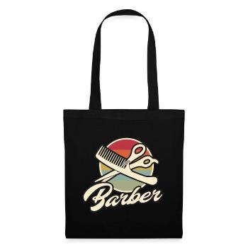 Barber pesage ciseaux vintage motif - Sac en tissu - noir - Devant