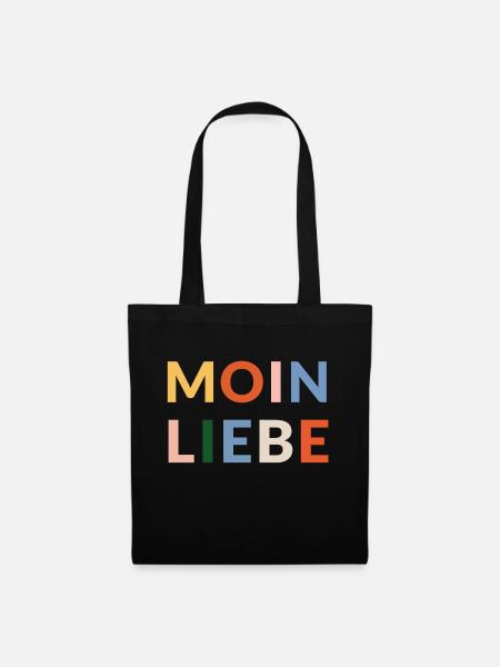 Moin Liebe in bunten Lettern - Stoffbeutel - Schwarz
