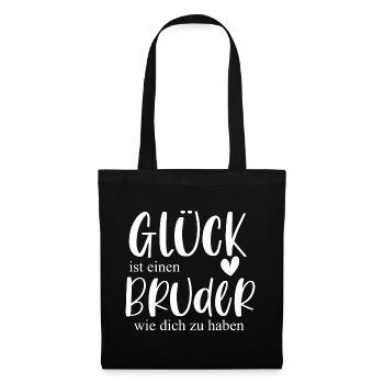 Glück Bruder Geschenk Geburtstag Danke - Stoffbeutel - Schwarz - Vorne