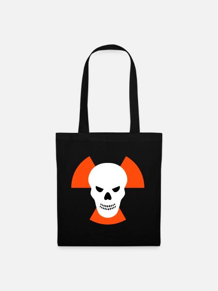 Skull with an evil eye in front of radiation warning signs - Tote Bag - black
