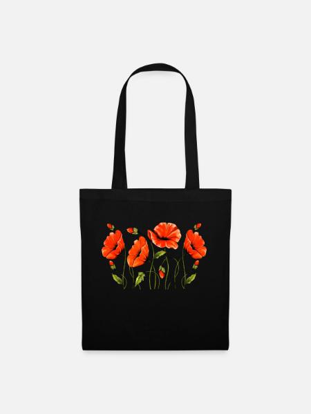 Blumen - Stoffbeutel - Schwarz