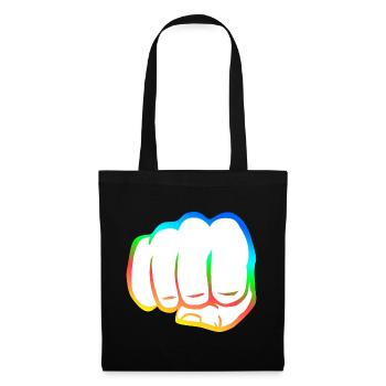 Geballte Faust bunt fist bump cool Logo Symbol - Stoffbeutel - Schwarz - Vorne