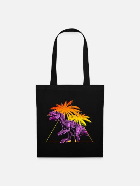Vaporwave Allosaurus Dinosaurier - Stoffbeutel - Schwarz