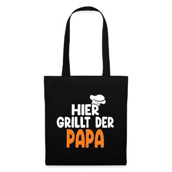 Hier Grillt Der Papa - Stoffbeutel - Schwarz - Vorne