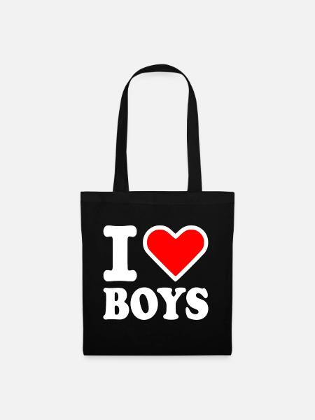 I love boys - Stoffbeutel - Schwarz