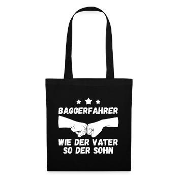 Baggerfahrer Vater Und Sohn Tiefbauer Bagger - Stoffbeutel - Schwarz - Vorne