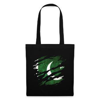 Pakistan - drapeau national, égratignures, fissures - Sac en tissu - noir - Devant