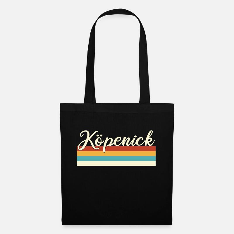 Köpenick - Berlin - Retro - Vintage - Balken - Stoffbeutel - Schwarz