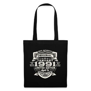 Né 1991 Janvier 32ème anniversaire Homme cadeau - Sac en tissu - noir - Devant