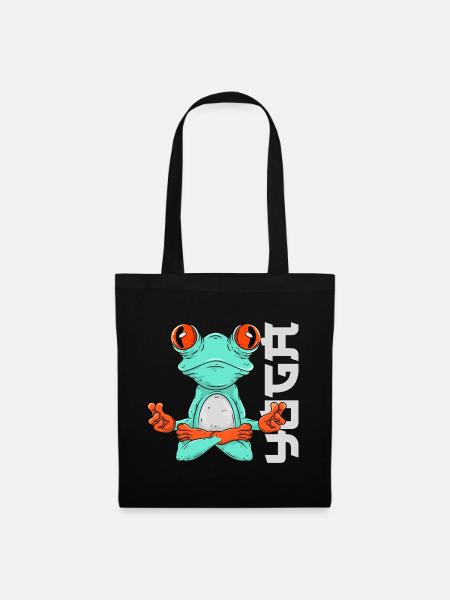 Frosch Yoga - Stoffbeutel - Schwarz
