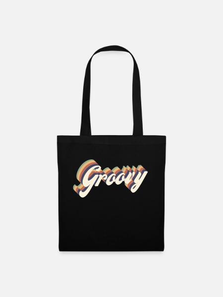 Vintage Groovy - Stoffbeutel - Schwarz