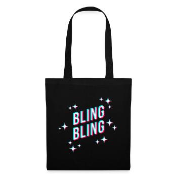bling bling funkelnde sterne spruch sticker cool - Stoffbeutel - Schwarz - Vorne