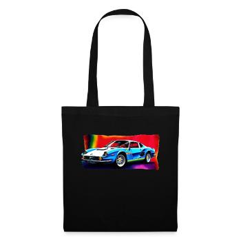 Retro Car on Rainbow Background - Stoffbeutel - Schwarz - Vorne
