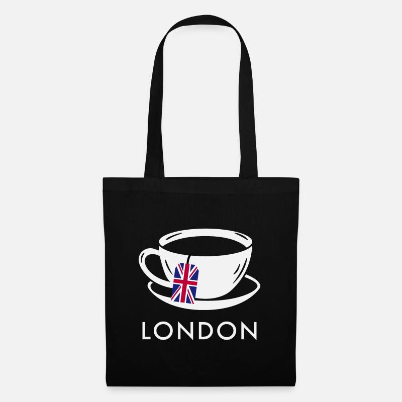 London Teetasse UK Flagge Teebeutel - Stoffbeutel - Schwarz