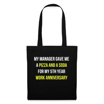 Arbeit Jubiläum Chef Pizza Spruch Englisch - Stoffbeutel - Schwarz - Vorne
