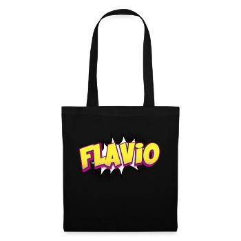 Flavio Nom personnalisé Style bande dessinée Pop Art, - Sac en tissu - noir - Devant