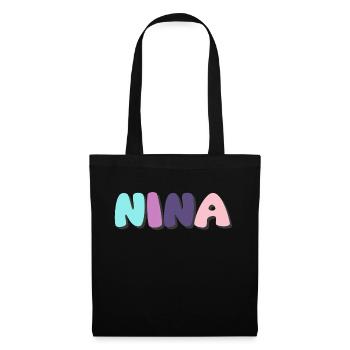 Name - Nina - Stoffbeutel - Schwarz - Vorne