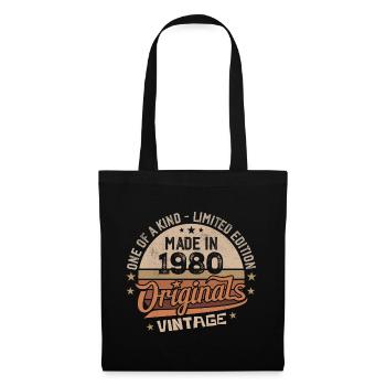 1980 Jahrgang Geboren 1980 Vintage Jubiläumsgeschenk - Stoffbeutel - Schwarz - Vorne