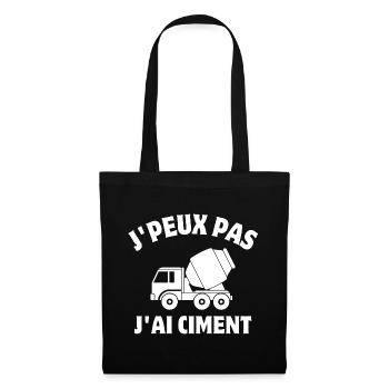 ciment, engin de chantier, chantier - Sac en tissu - noir - Devant