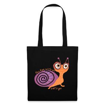 Schnecke mit Spruch - Stoffbeutel - Schwarz - Vorne
