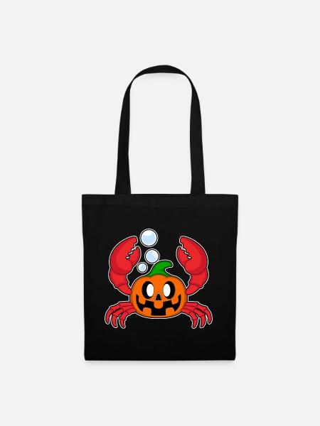 Krabbe Halloween Kürbis - Stoffbeutel - Schwarz