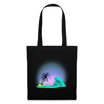 Île d’été Baignade Poulets Natation Anneau Océan Vague - Sac en tissu - noir - Devant