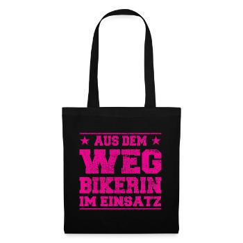 Aus dem Weg - Bikerin im Einsatz Design - Stoffbeutel - Schwarz - Vorne