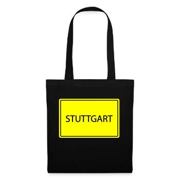 ortsschild stuttgart - Stoffbeutel - Schwarz - Vorne