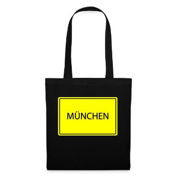ortsschild münchen - Stoffbeutel - Schwarz - Vorne
