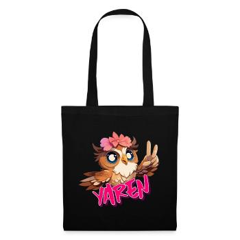 YAREN - Beau nom de fille avec un hibou mignon - Sac en tissu - noir - Devant