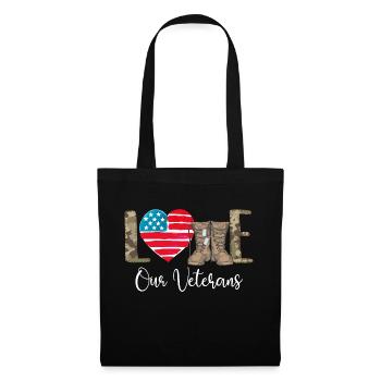 Love Our Veterans - Patriotic America Veterans - Tote Bag - black - Front