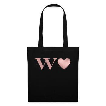 Letter w heart rose gold - Tote Bag - black - Front