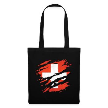 Switzerland - National flag, scratches, cracks - Tote Bag - black - Front
