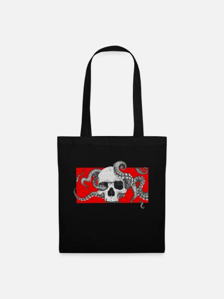 crâne - Sac en tissu - noir