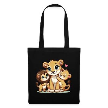 Loving Lion Mother With Two Cute Kids - Tote Bag - black - Front