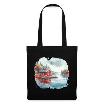 Suède maison Suède lac cadeau de vacances - Sac en tissu - noir - Devant