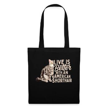 Vivre c’est mieux avec un chat américain à poil court Owne - Sac en tissu - noir - Devant