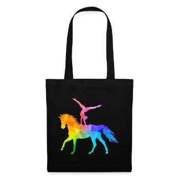 Voltigieren Akrobatik Reitsport Reiten Pferd bunt - Stoffbeutel - Schwarz - Vorne