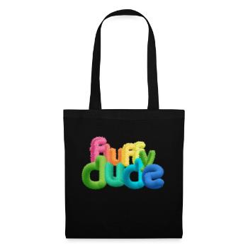 Fluffy Dude – Bunte 3D-Typografie mit plüschigem C - Stoffbeutel - Schwarz - Vorne