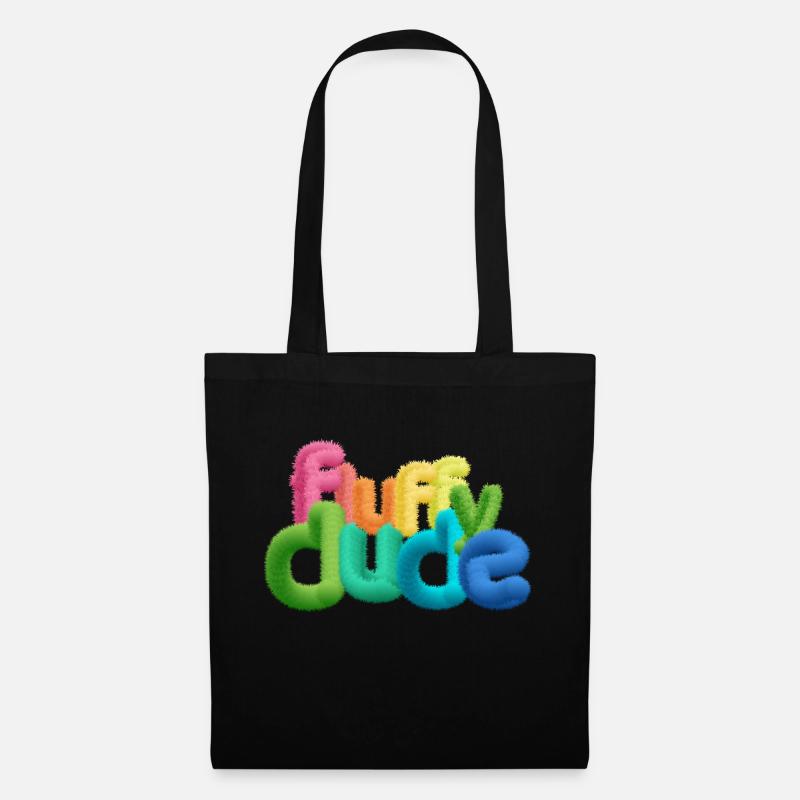 Fluffy Dude – Bunte 3D-Typografie mit plüschigem C - Stoffbeutel - Schwarz