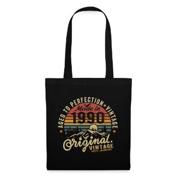 1990 Jahrgang Geburtstag Geburtsjahr 1990 Geschenk - Stoffbeutel - Schwarz - Vorne