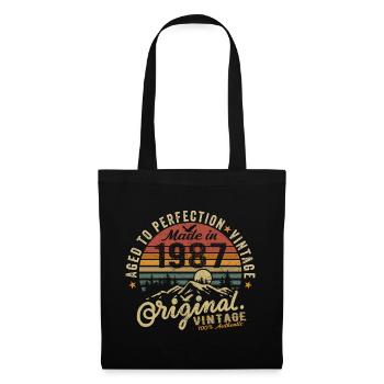 1987 Jahrgang Geburtstag Geburtsjahr 1987 Geschenk - Stoffbeutel - Schwarz - Vorne